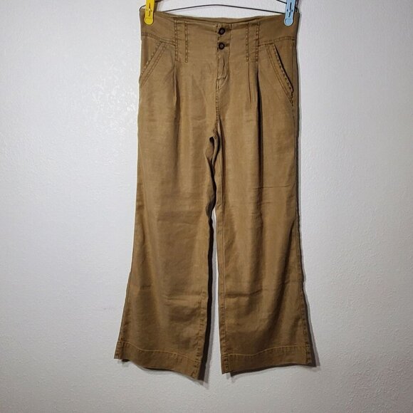 Sundance Pants Womens 8P Beige Wide Leg Palazzo Linen Chino Hippie Boho - Picture 1 of 9